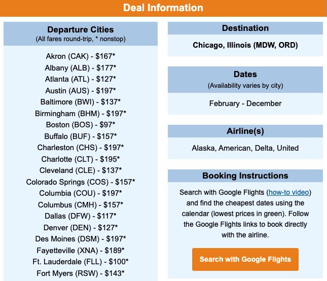 Cheap flights to Chicago