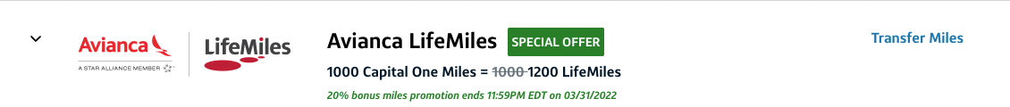 lifemiles transfer bonus