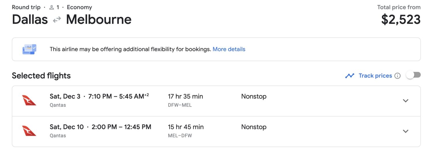 DFW to Melbourne flight