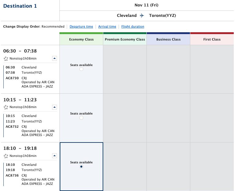 choosing flights with mixed cabins ana awards
