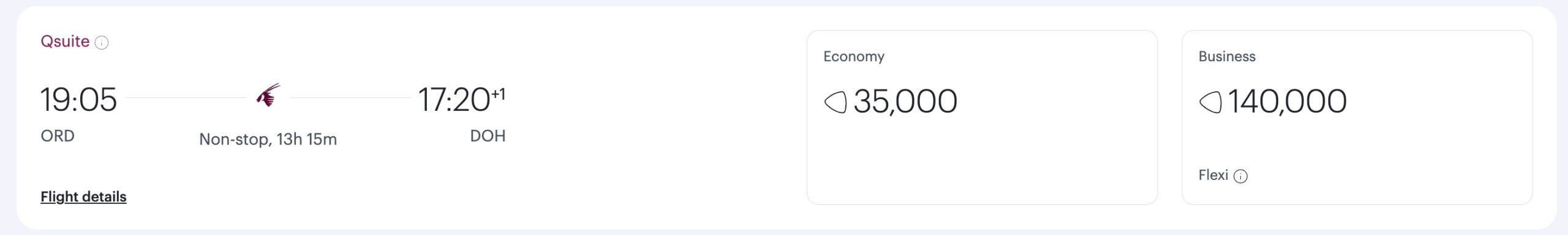 chicago to doha avios redemption