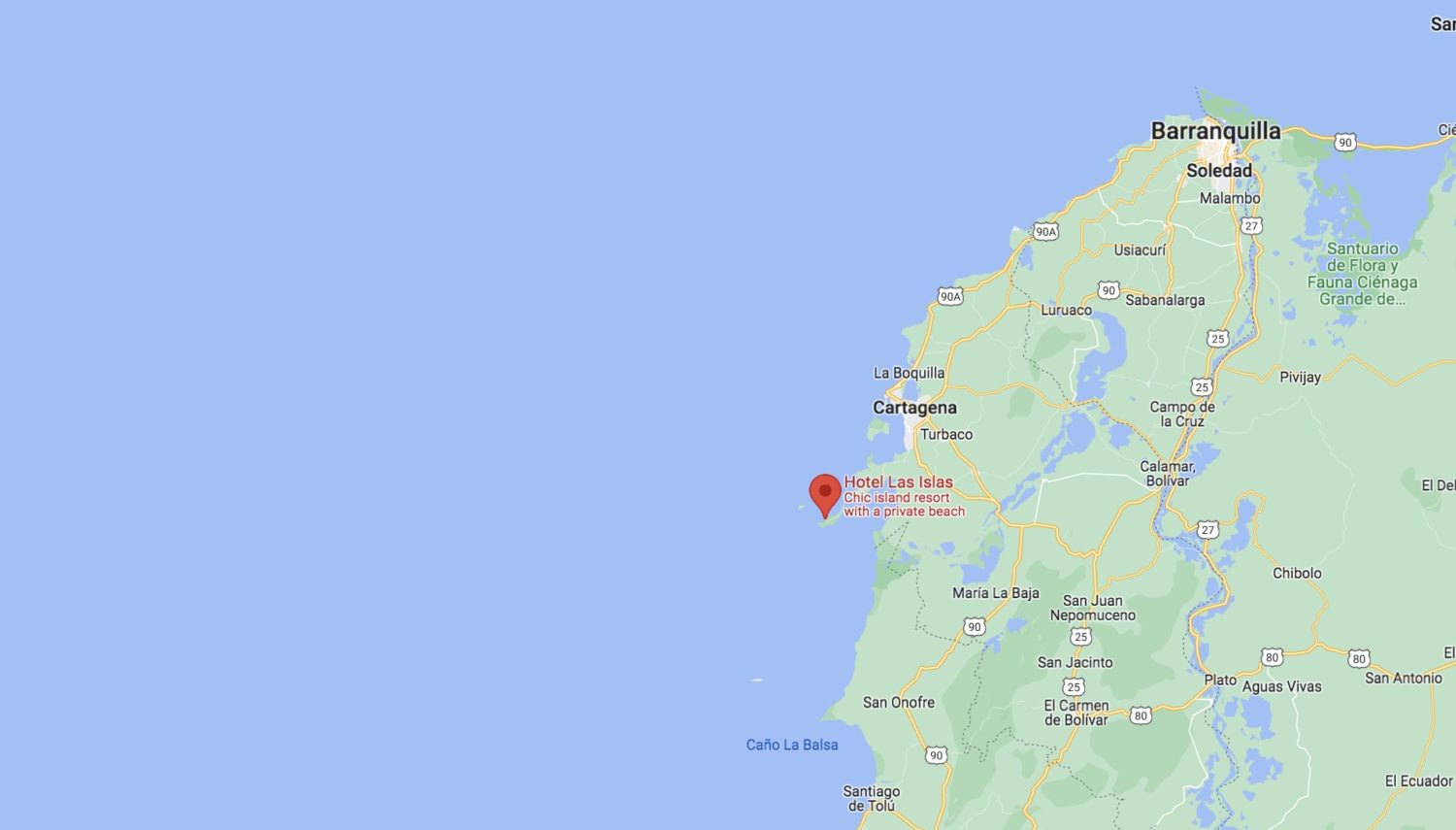 hotel las islas baru map