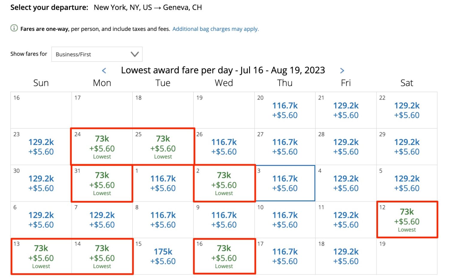 swiss business class availability