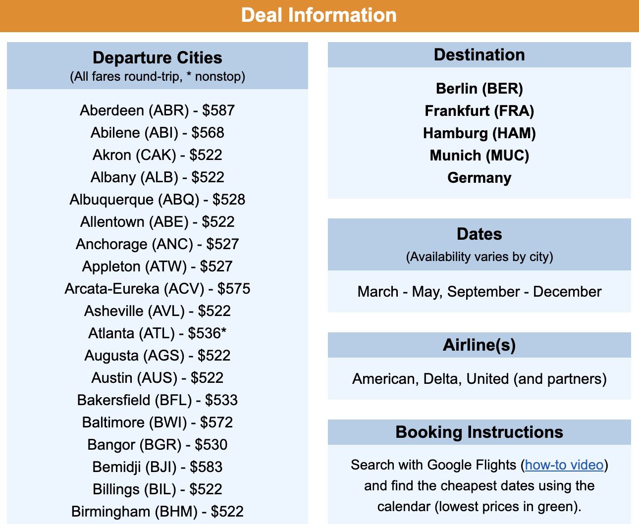 Cheap flights to Germany