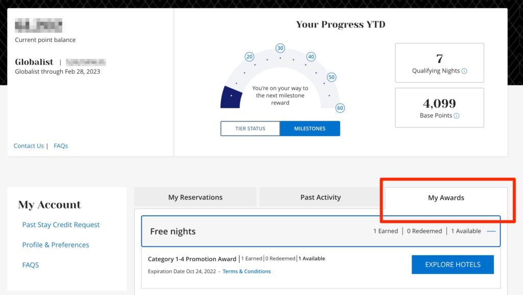 hyatt free night certificate awards