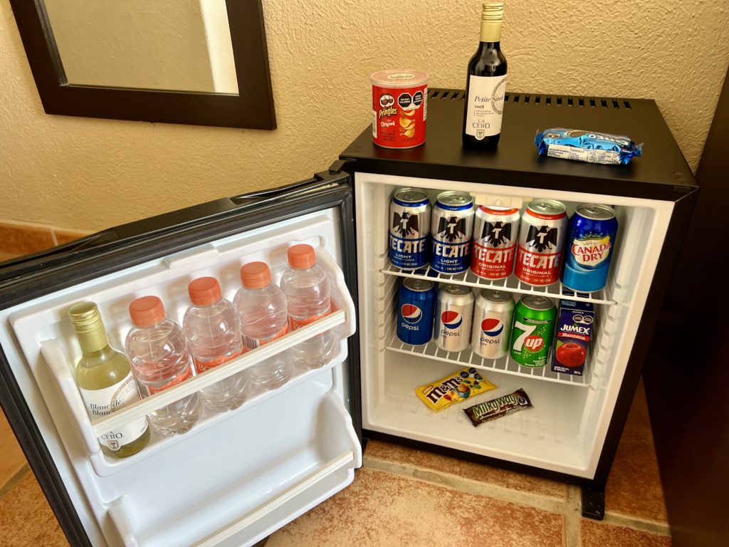 hyatt ziva los cabos room mini bar