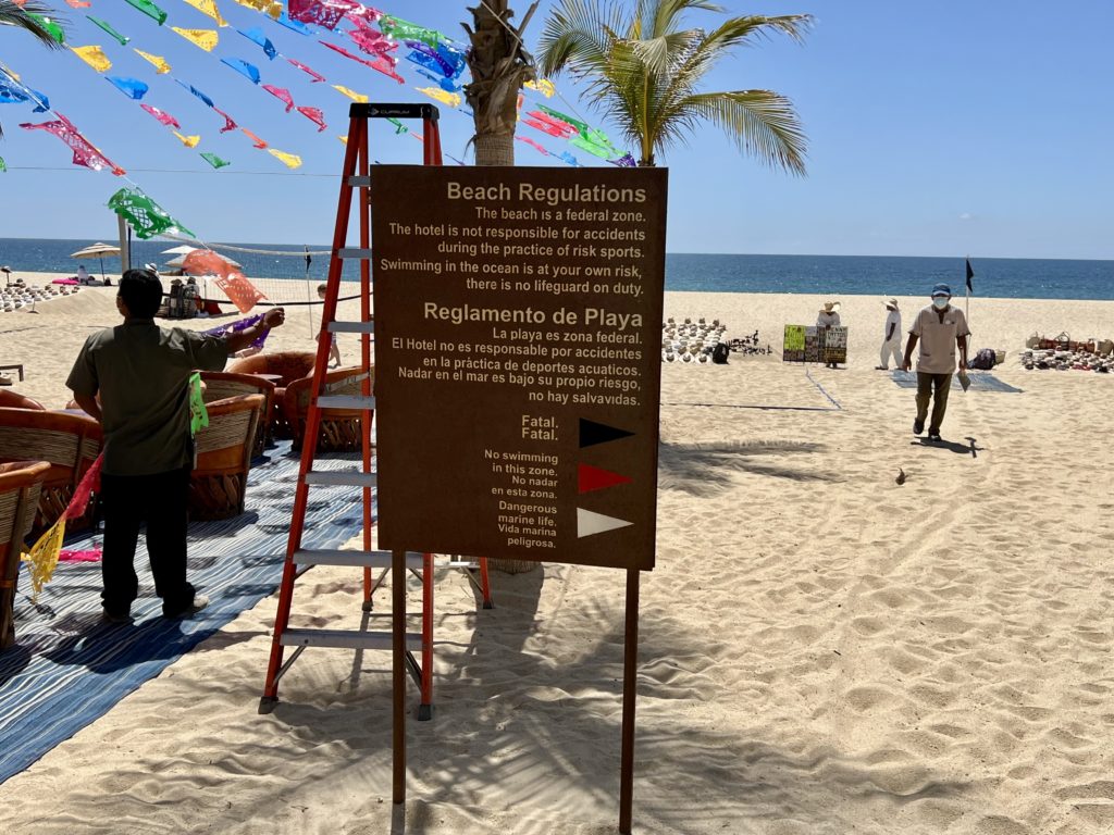 hyatt ziva los cabos warning sign