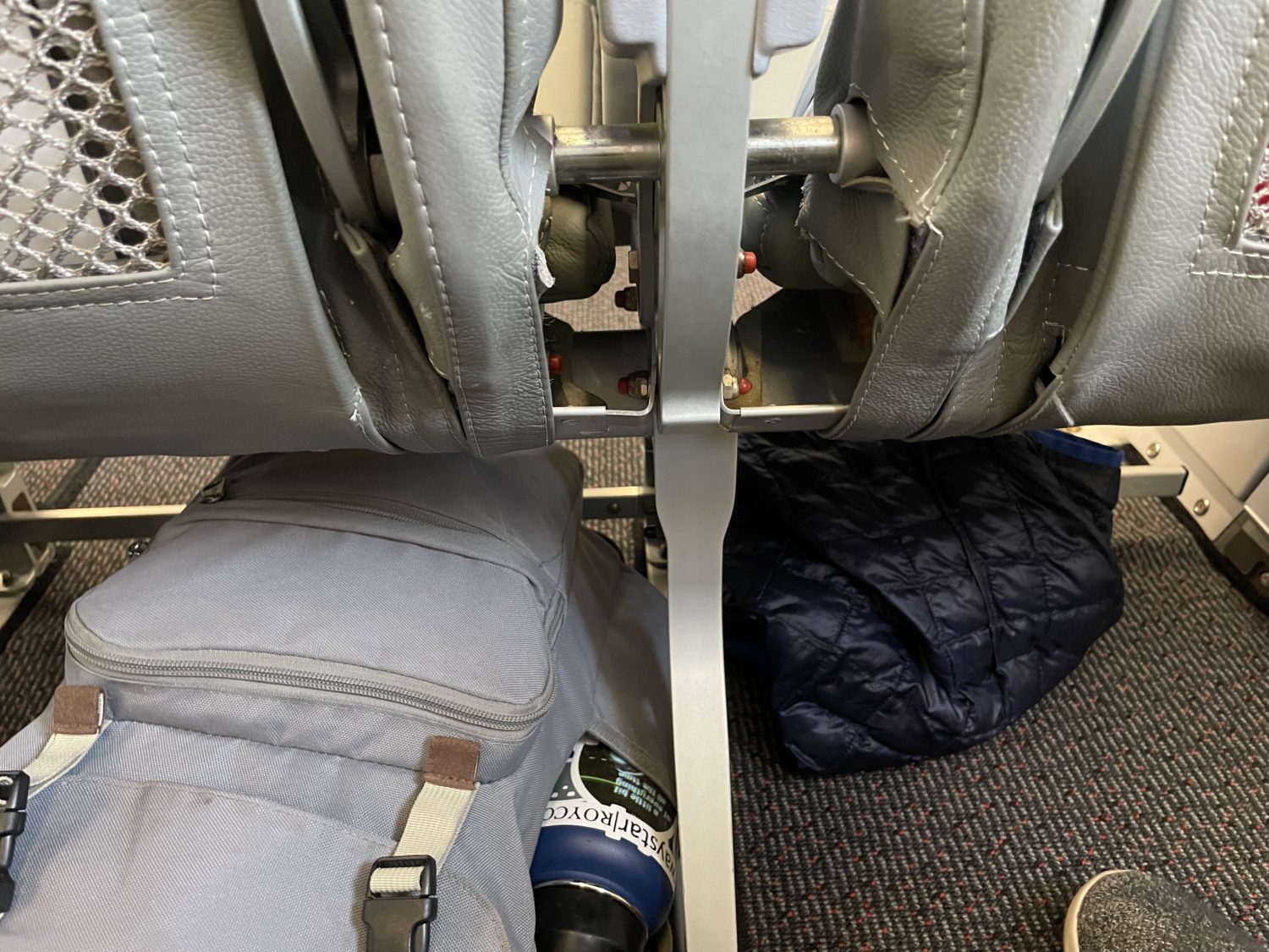 underseat of airplane with no power available