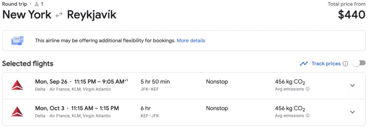 Cheap flight to Iceland