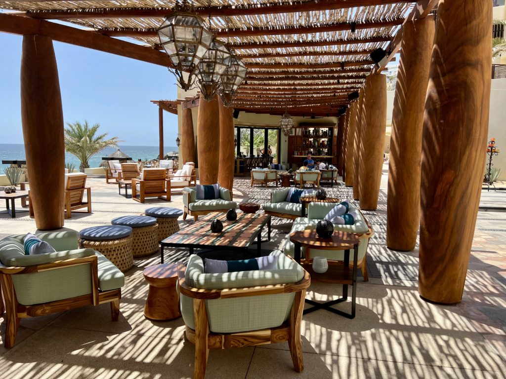 the lobby of a hotel