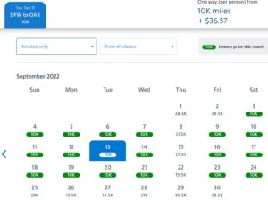 American Airlines award search to mexico