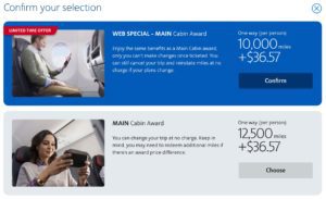 AA web special vs main cabin award