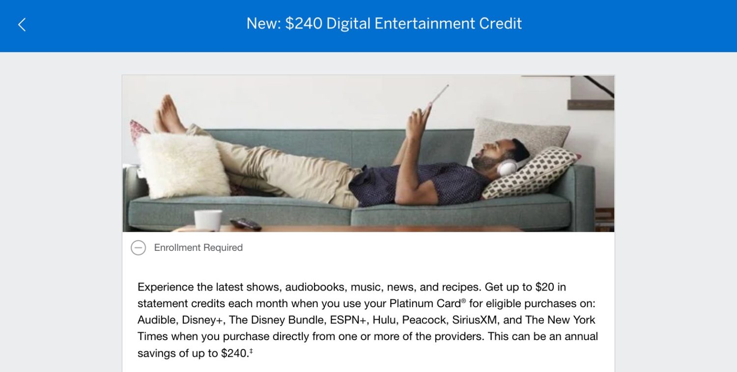 amex entertainment credit