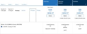 denver to cancun mexico using united miles
