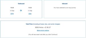 dallas to oaxaca mexico using ba avios