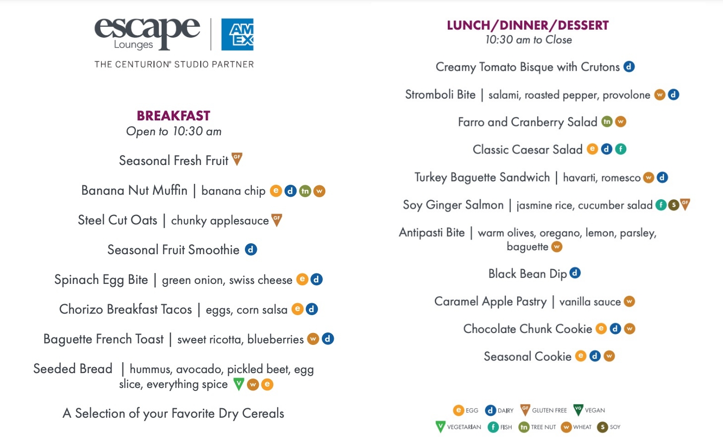 escape lounge phoenix menu