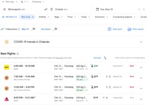 Minneapolis to Orlando one way