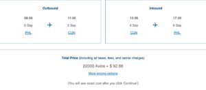 philadelphia to cancun mexico using british airways avios