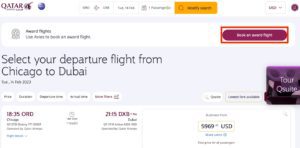 click book award flight qatar avios
