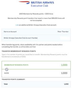 transfer amex points to british