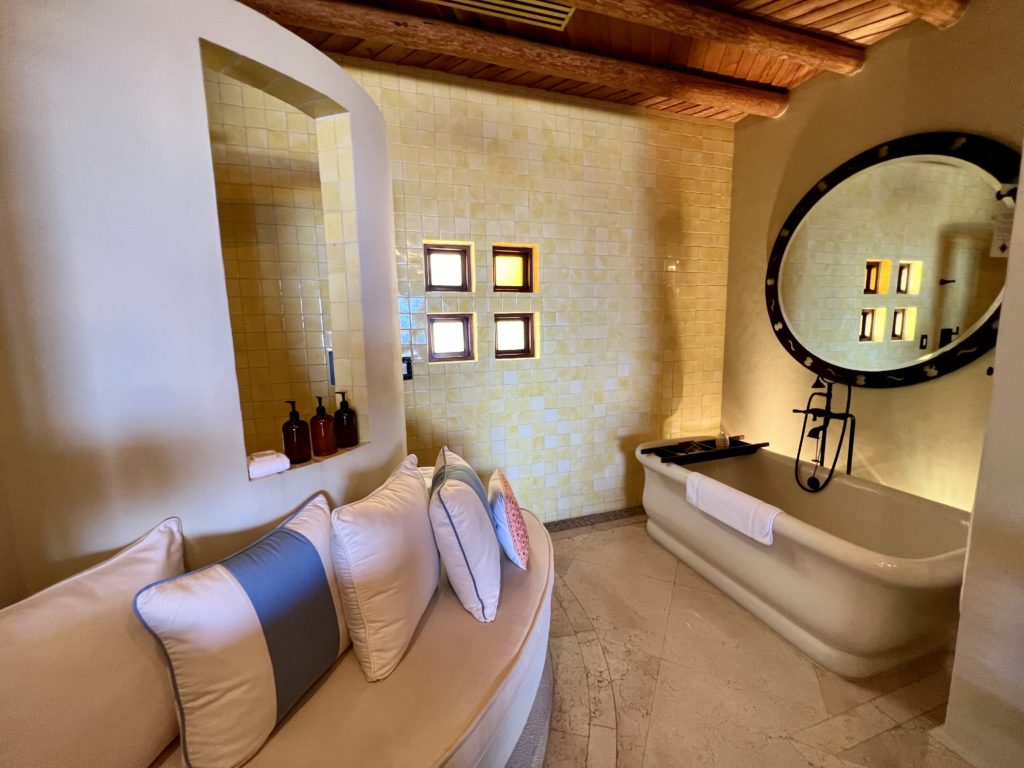 a bathroom inside a hotel room