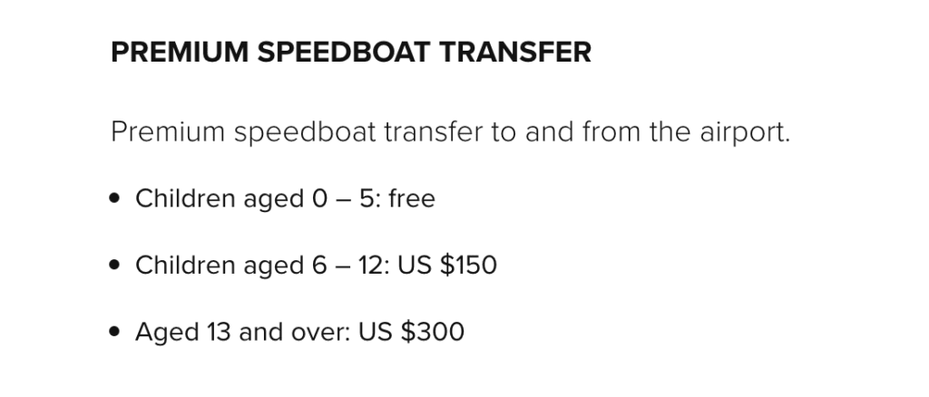 Hilton Maldives Amingiri transfer prices