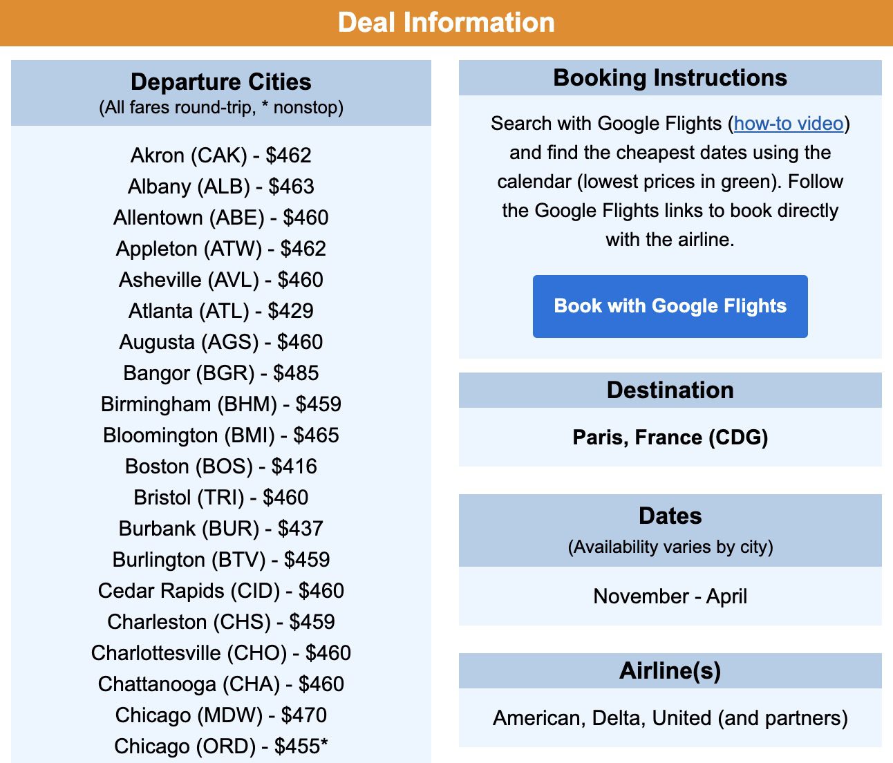 Cheap flights to Paris