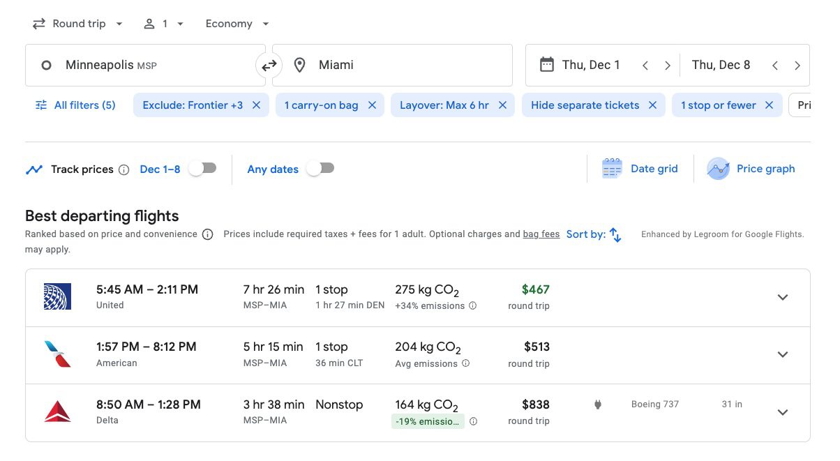 Cheap flights to Miami