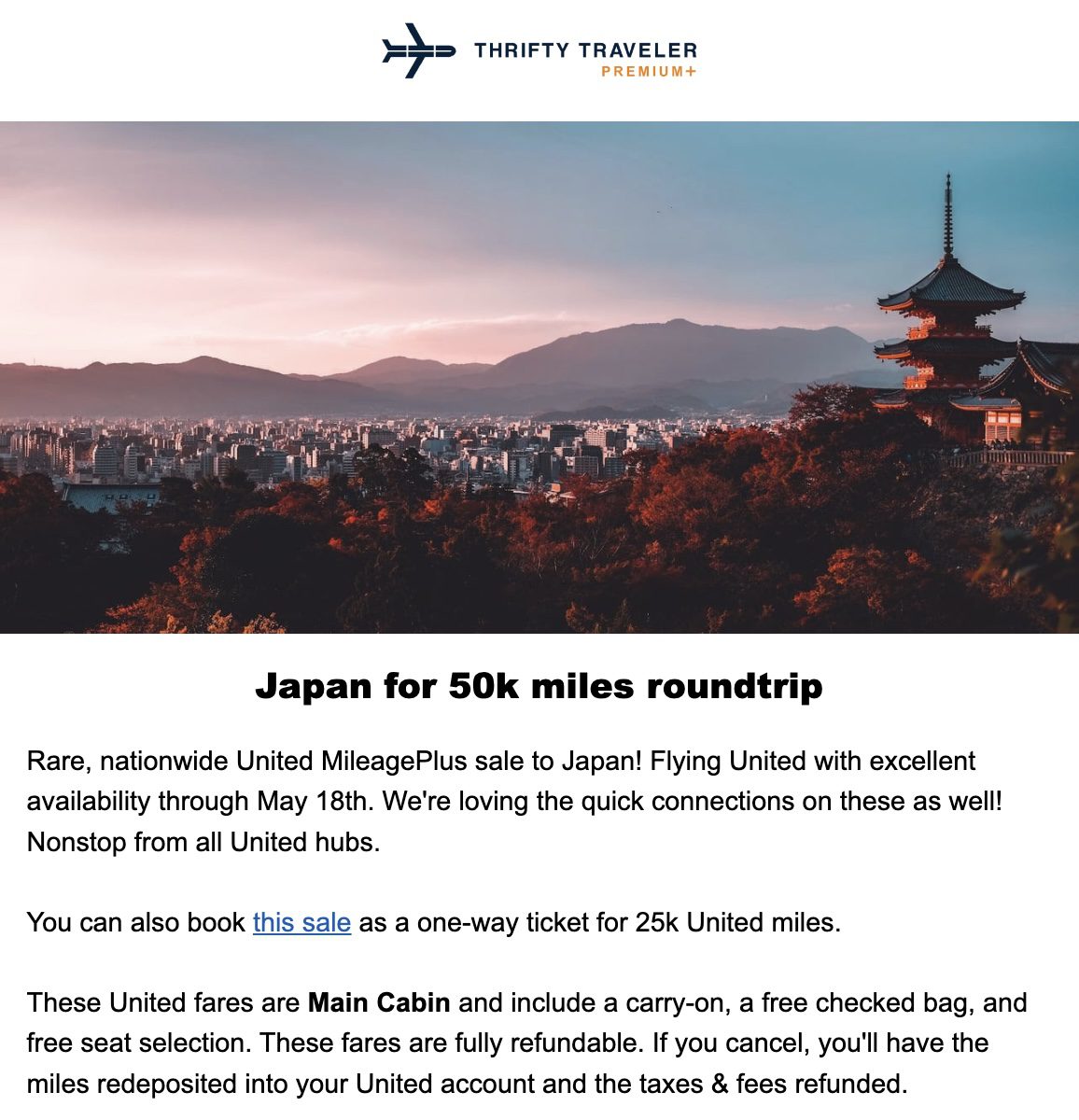 United miles flight deal to Tokyo