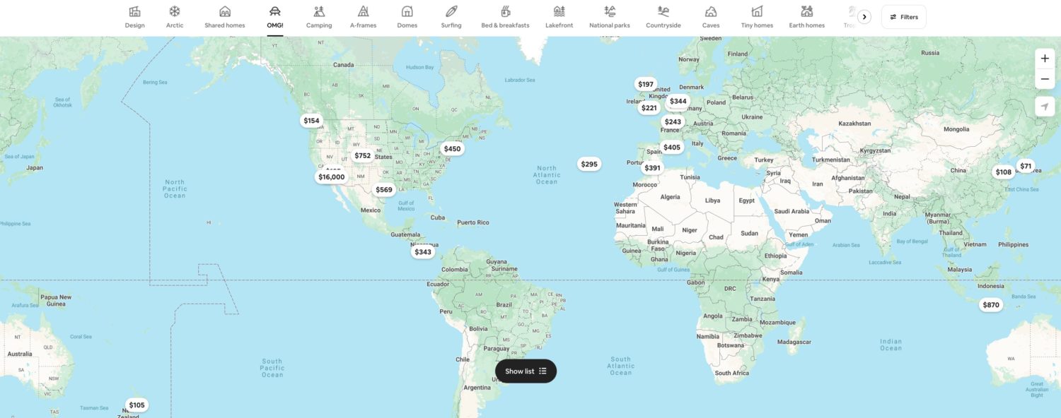 airbnb omg homes map
