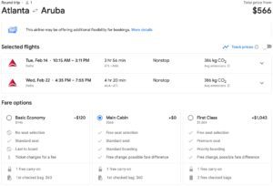 atlanta to aruba delta flights booked with cash