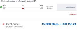 Paris to Istanbul using Turkish miles