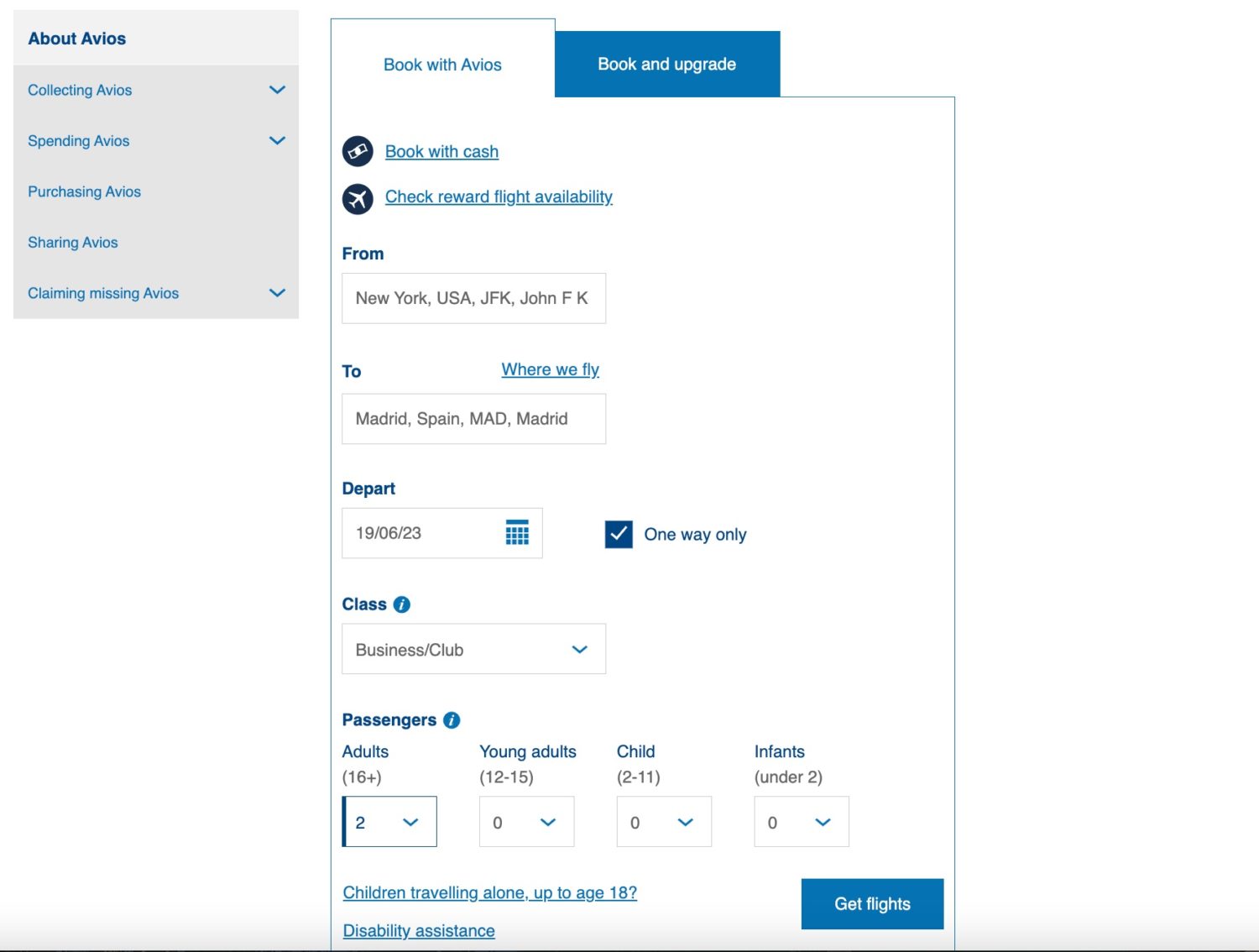 british airways award search