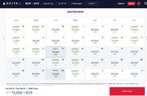 Minneapolis to Sydney for 72k skymiles roundtrip