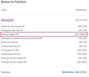 fuel surcharges flying lufthansa using turkish miles