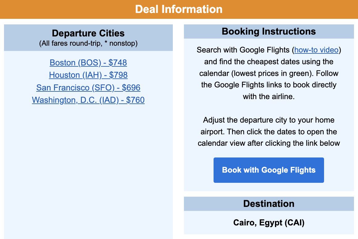 Cairo flight deal