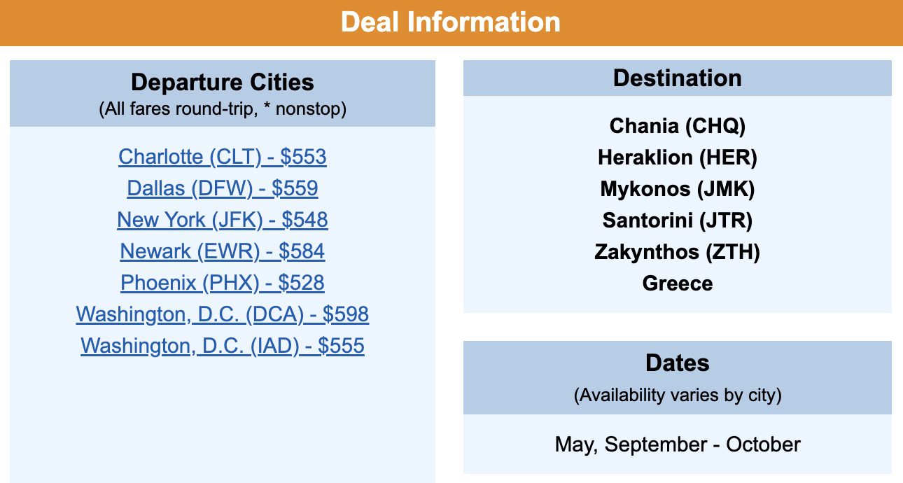 Cheap flights to Greece