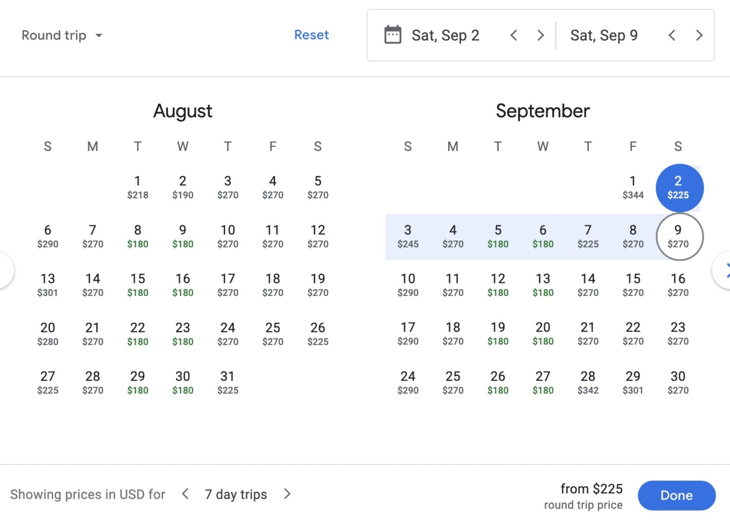 ORD BNA flight calendar