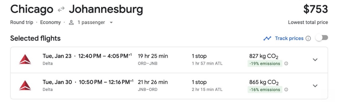 South Africa flight deal