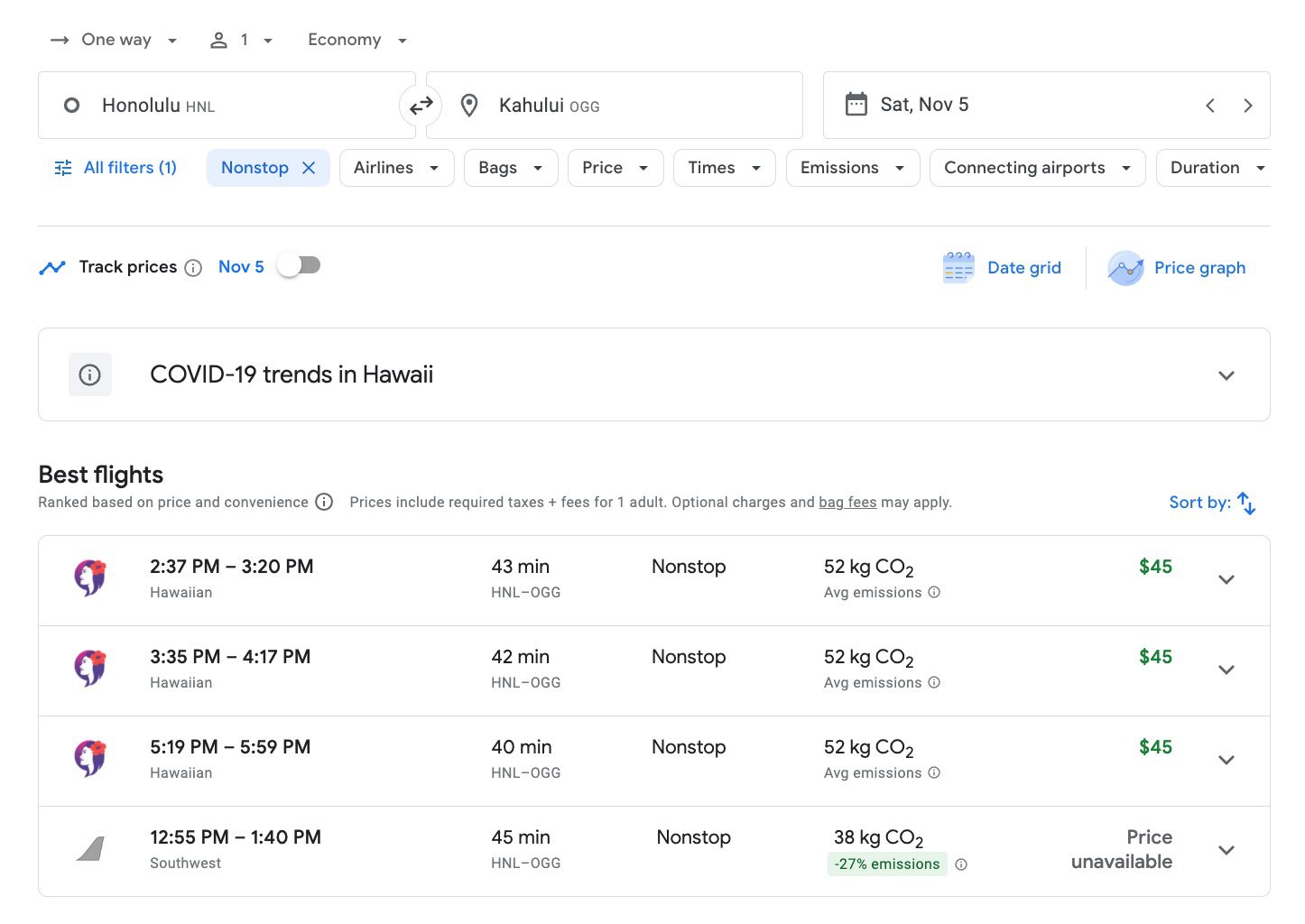 flight from honolulu to maui