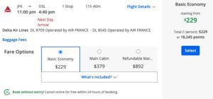 cheap flight from new york to oslo using chase points