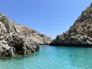 Turquoise water on sea of crete Greece