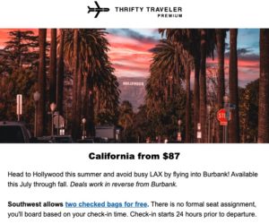 Thrifty Traveler Premium deal to Hollywood for peak summer travel