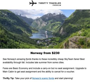 thrifty traveler premium deal norway
