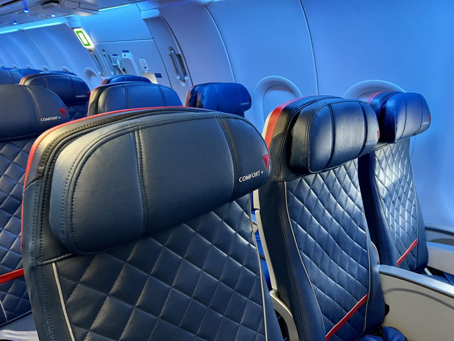 Delta comfort plus seats on an airplane