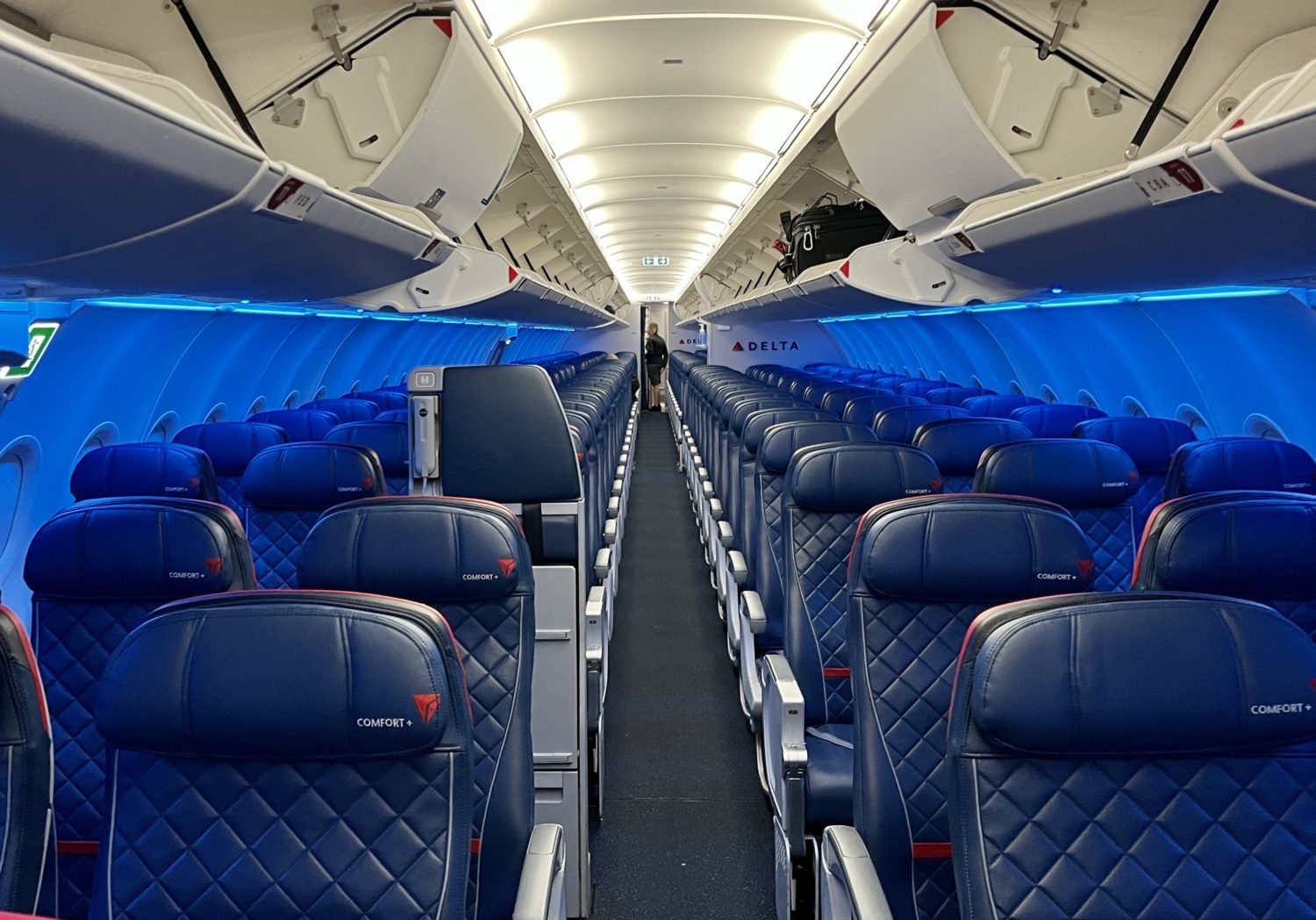 Review: What is Delta Comfort Plus – And Is It Worth It? 13 The cabin of an empty Delta flight.