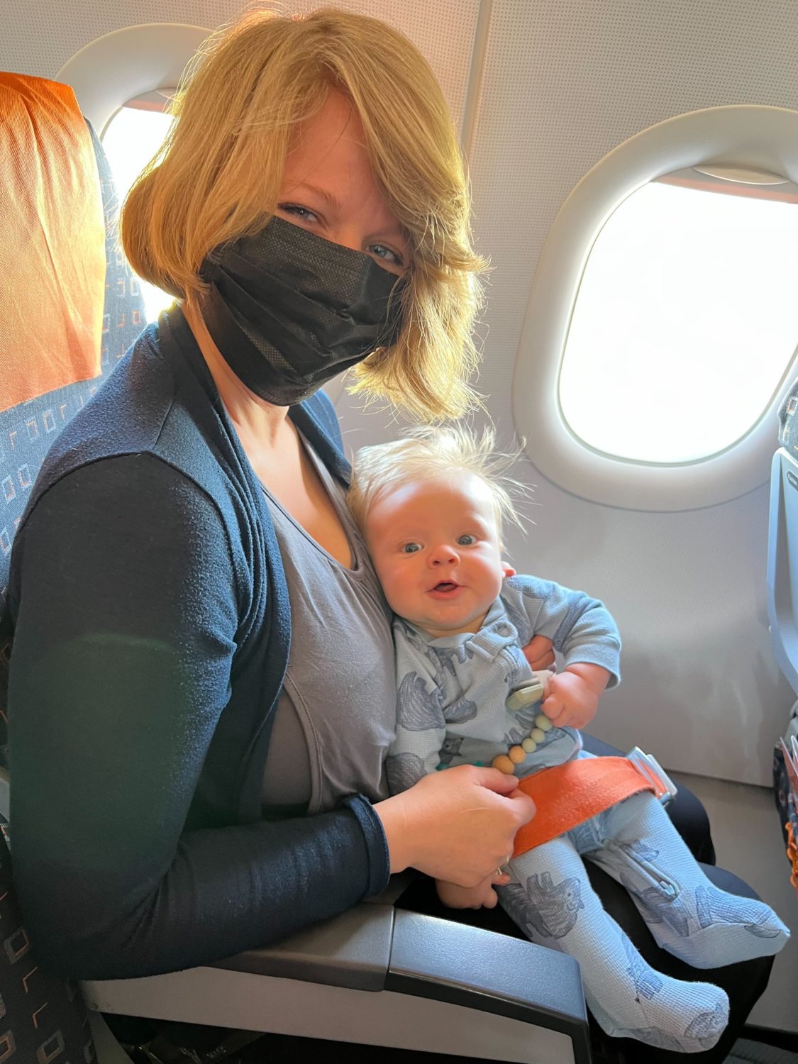 Infant seatbelt on Europe flight.