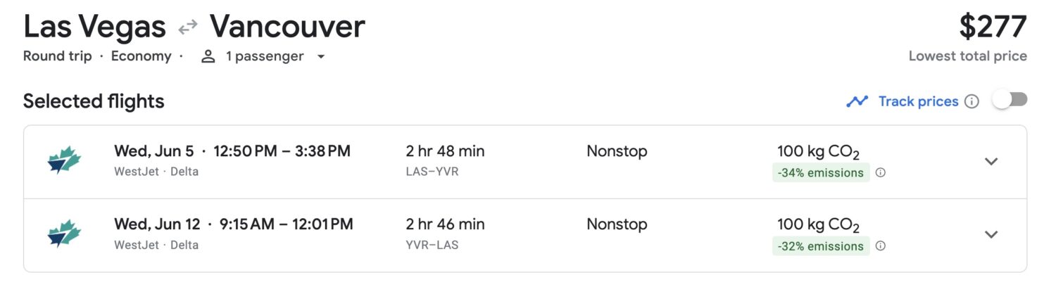 Las Vegas to Vancouver flight deal