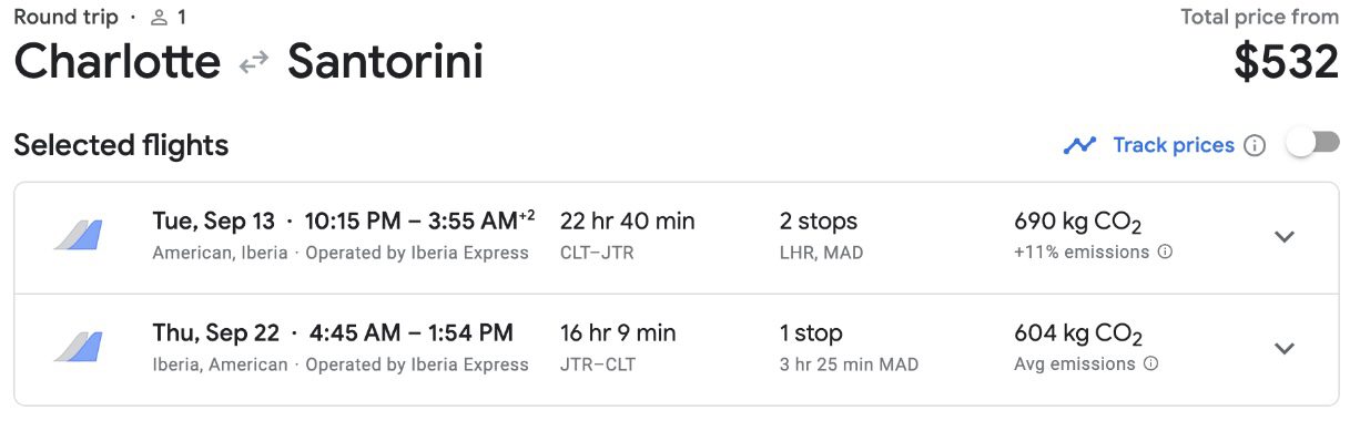 Cheap flights to Santorini