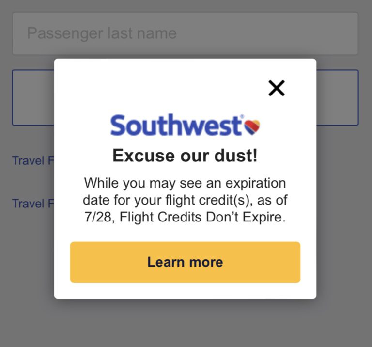 Southwest flight credit expiration